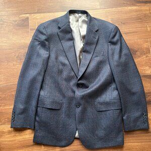 Hart Schaffner Marx Navy Blue Brown Plaid tartan sportcoat blazer preppy